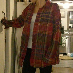 Lauren Ralph Lauren  - 100% Linen plaid button down shirt - Size Medium